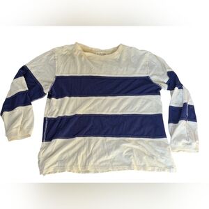 We The Free Blue & White Striped Hemp Blend Crewneck Pullover Sweatshirt Size M